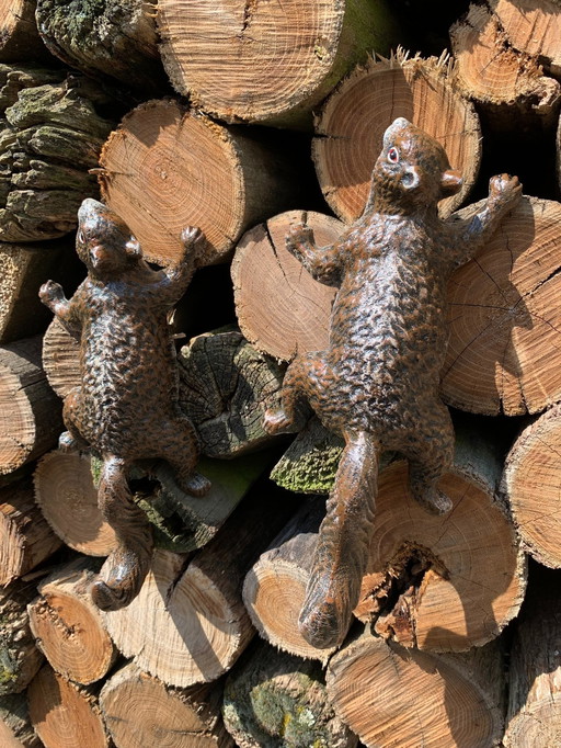 Pair of Cast Iron Squirrels