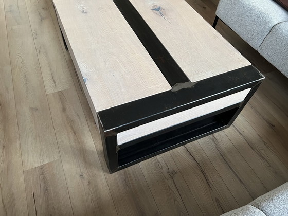 Image 1 of Industrial Coffee Table | Solid Oak And Steel Frame