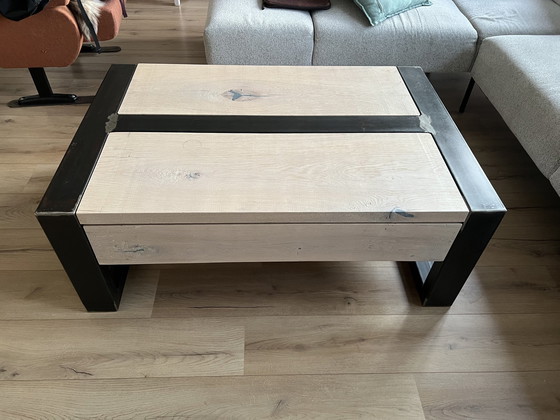 Image 1 of Industrial Coffee Table | Solid Oak And Steel Frame