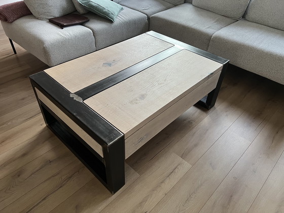 Image 1 of Industrial Coffee Table | Solid Oak And Steel Frame