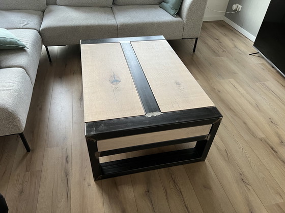 Image 1 of Industrial Coffee Table | Solid Oak And Steel Frame