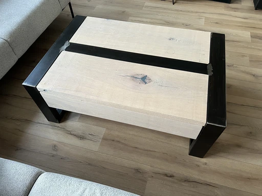 Industrial Coffee Table | Solid Oak And Steel Frame