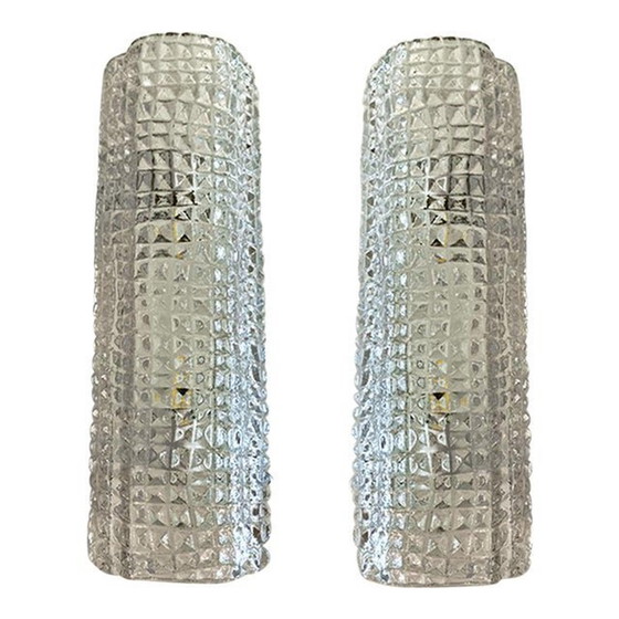 Image 1 of Set Of Two "Crocodile" Transparent Murano Glass Wall Sconces