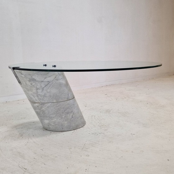Image 1 of Vintage K1000 glass and marble coffee table by Ronald Schmitt for Carrara Team Form AG, 1975