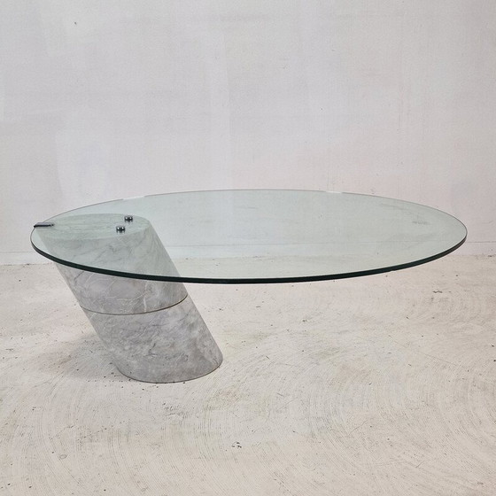 Image 1 of Vintage K1000 glass and marble coffee table by Ronald Schmitt for Carrara Team Form AG, 1975