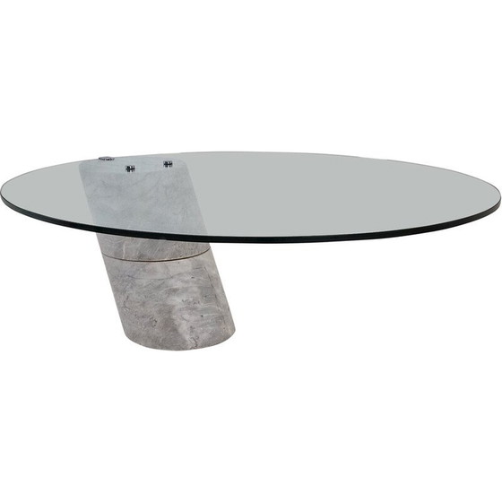Image 1 of Vintage K1000 glass and marble coffee table by Ronald Schmitt for Carrara Team Form AG, 1975