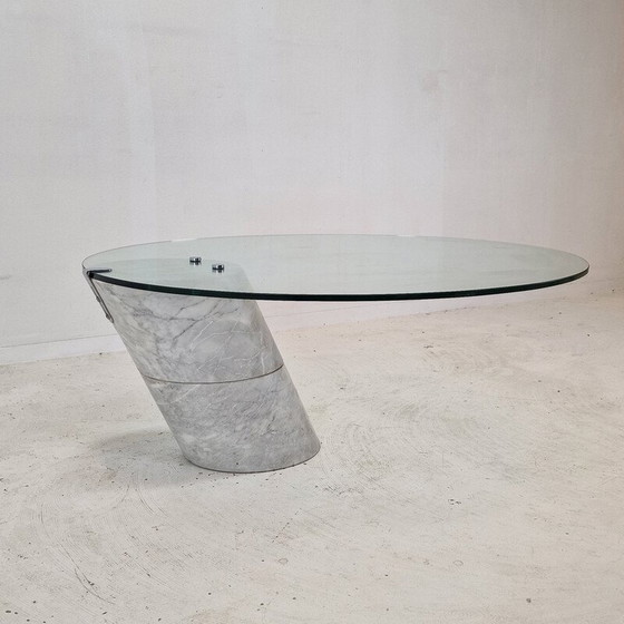 Image 1 of Vintage K1000 glass and marble coffee table by Ronald Schmitt for Carrara Team Form AG, 1975