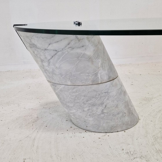 Image 1 of Vintage K1000 glass and marble coffee table by Ronald Schmitt for Carrara Team Form AG, 1975