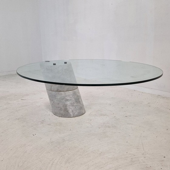 Image 1 of Vintage K1000 glass and marble coffee table by Ronald Schmitt for Carrara Team Form AG, 1975