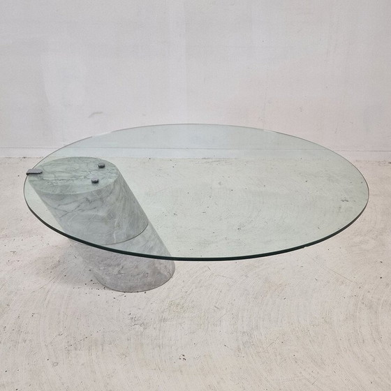 Image 1 of Vintage K1000 glass and marble coffee table by Ronald Schmitt for Carrara Team Form AG, 1975