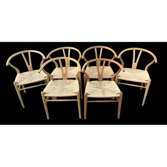 Image 1 of Set of 6 vintage oakwood Wishbone chairs by Hans Wegner for Carl Hansen and Son