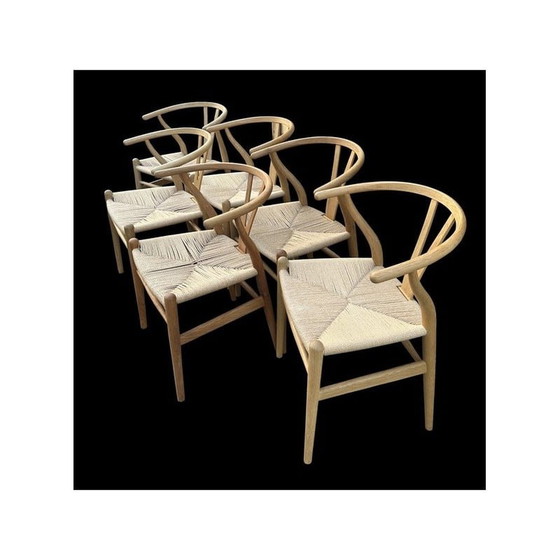 Image 1 of Set of 6 vintage oakwood Wishbone chairs by Hans Wegner for Carl Hansen and Son