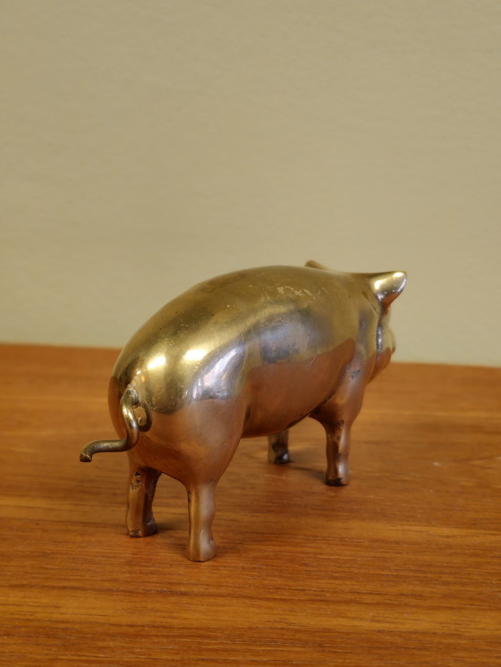 Image 1 of Cinghiale con maialino grande in ottone vintage