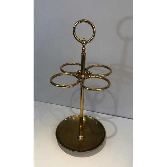 Image 1 of Vintage round brass umbrella stand, France 1900