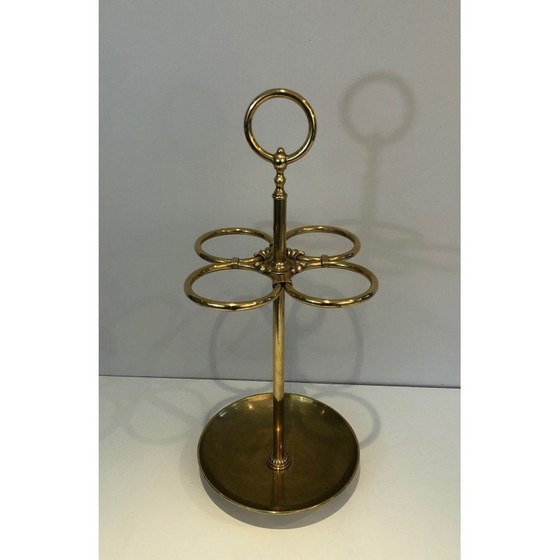 Image 1 of Vintage round brass umbrella stand, France 1900