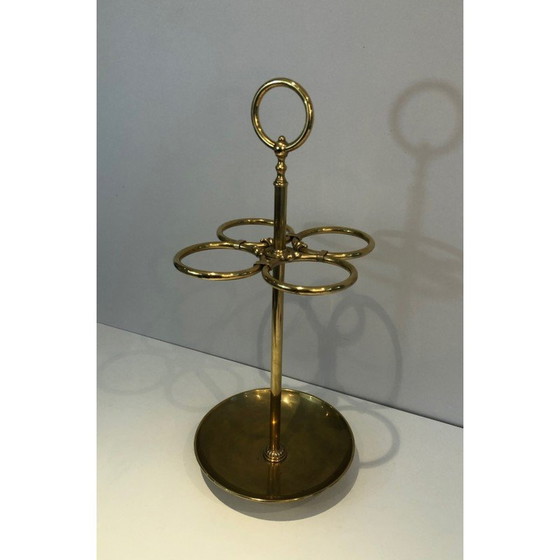 Image 1 of Vintage round brass umbrella stand, France 1900