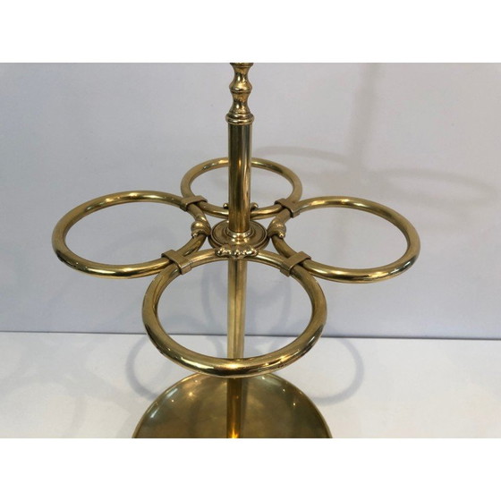 Image 1 of Vintage round brass umbrella stand, France 1900