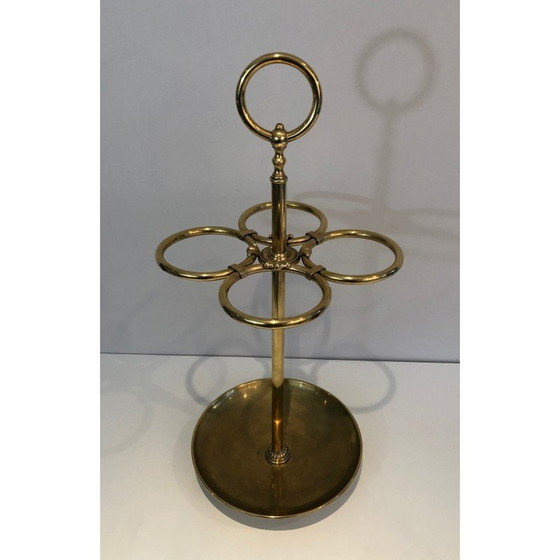 Image 1 of Vintage round brass umbrella stand, France 1900