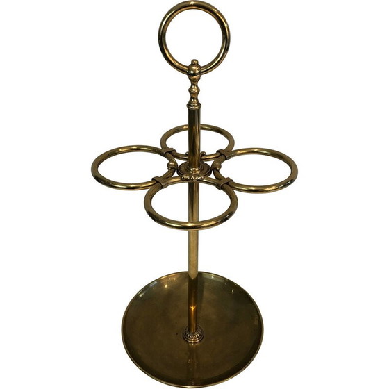 Image 1 of Vintage round brass umbrella stand, France 1900