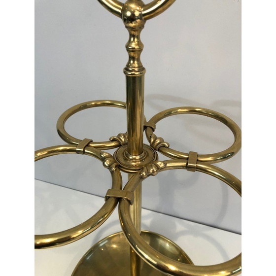 Image 1 of Vintage round brass umbrella stand, France 1900