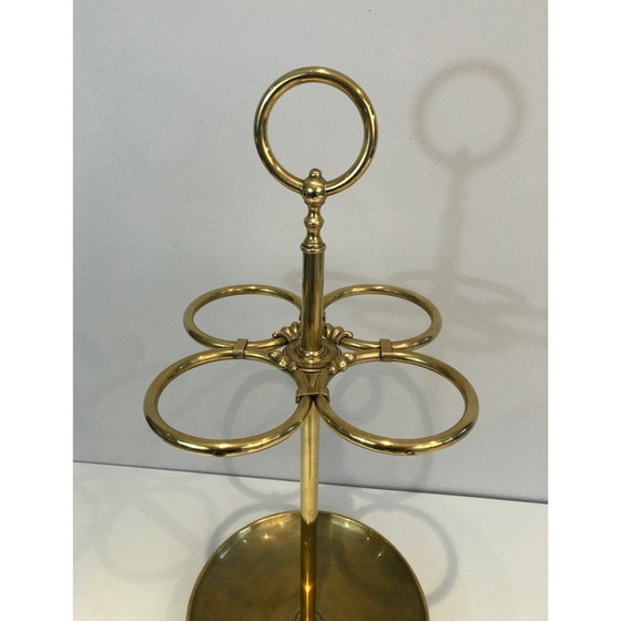 Image 1 of Vintage round brass umbrella stand, France 1900