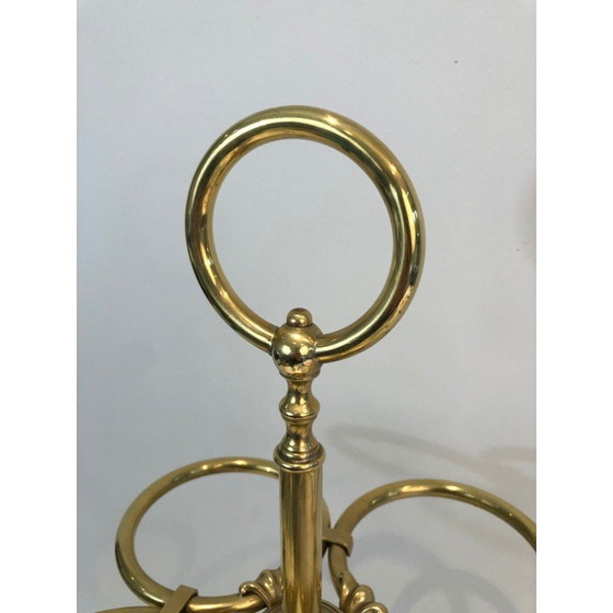 Image 1 of Vintage round brass umbrella stand, France 1900