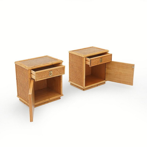 Image 1 of Pair of vintage wicker bedside tables by Dal Vera, 1970s