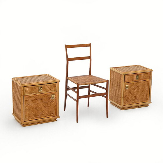 Image 1 of Pair of vintage wicker bedside tables by Dal Vera, 1970s