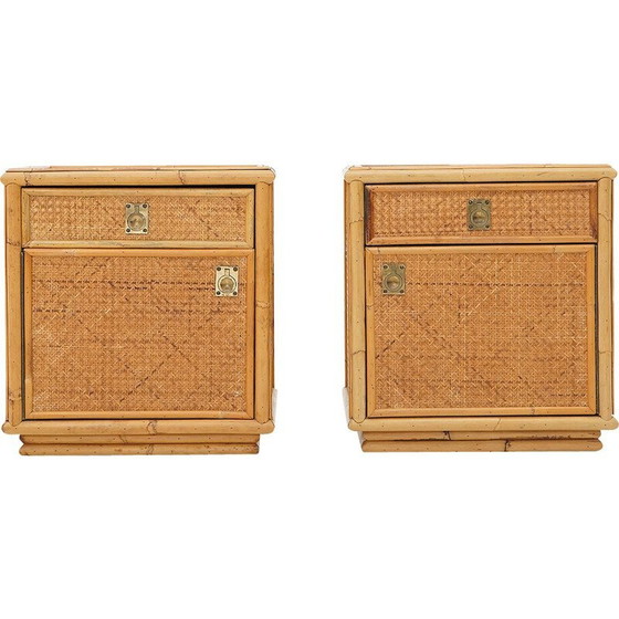 Image 1 of Pair of vintage wicker bedside tables by Dal Vera, 1970s