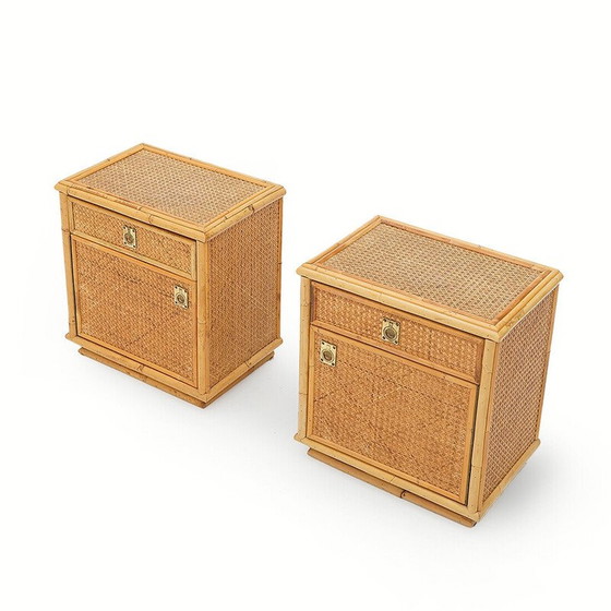 Image 1 of Pair of vintage wicker bedside tables by Dal Vera, 1970s