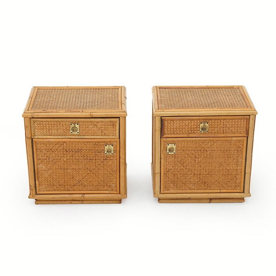 Image 1 of Pair of vintage wicker bedside tables by Dal Vera, 1970s
