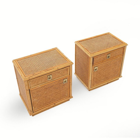 Image 1 of Pair of vintage wicker bedside tables by Dal Vera, 1970s
