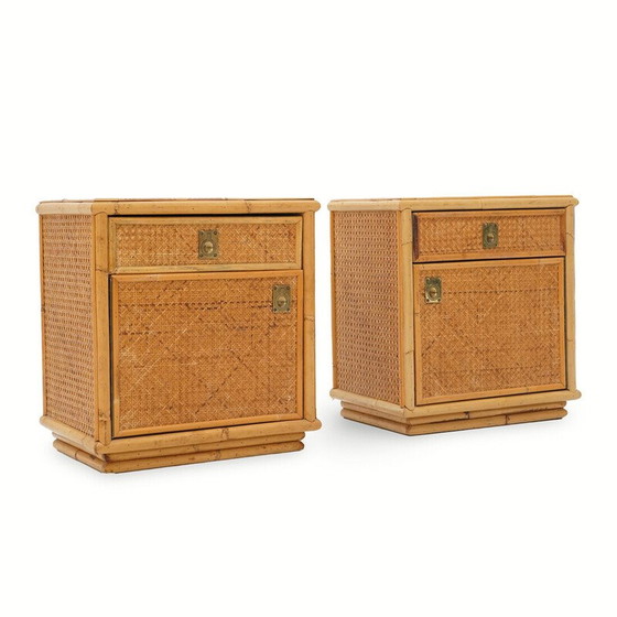 Image 1 of Pair of vintage wicker bedside tables by Dal Vera, 1970s