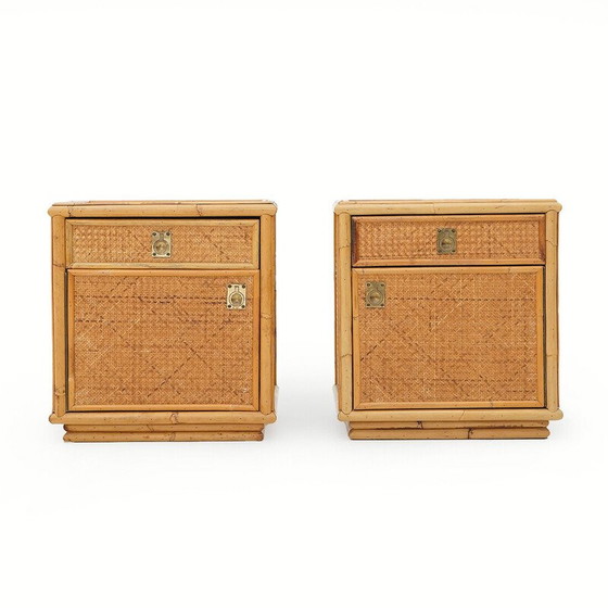 Image 1 of Pair of vintage wicker bedside tables by Dal Vera, 1970s