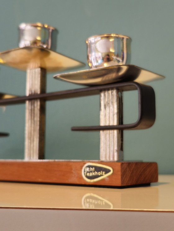 Image 1 of Bougeoir Vintage en Teck Chromé