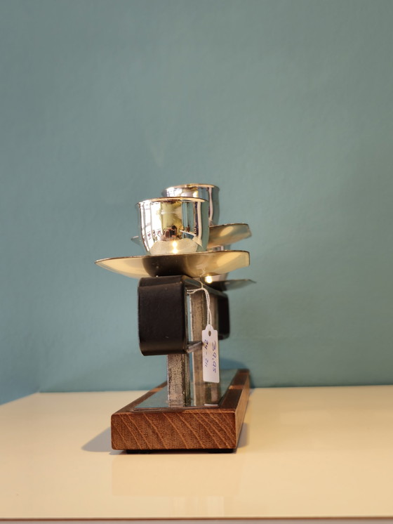 Image 1 of Portacandele in teak vintage cromato 