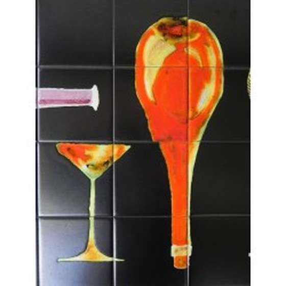 Image 1 of Tavolo in piastrelle vintage con 40 piastrelle, decorazione unica - anni '60