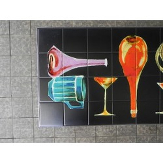 Image 1 of Tavolo in piastrelle vintage con 40 piastrelle, decorazione unica - anni '60