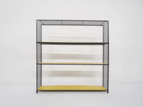 Image 1 of Tjerk Reijenga for Pilastro, Black and yellow metal room divider or bookcase, The Netherlands 1960's