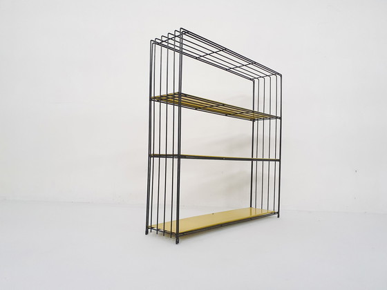 Image 1 of Tjerk Reijenga for Pilastro, Black and yellow metal room divider or bookcase, The Netherlands 1960's