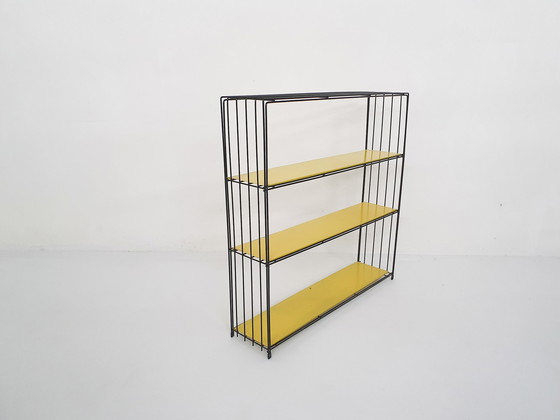 Image 1 of Tjerk Reijenga for Pilastro, Black and yellow metal room divider or bookcase, The Netherlands 1960's