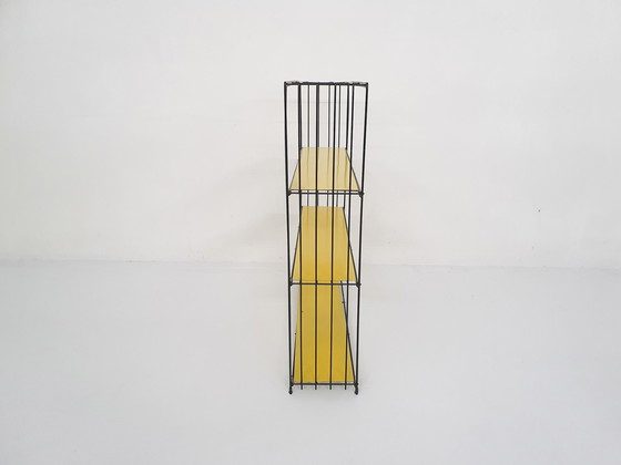 Image 1 of Tjerk Reijenga for Pilastro, Black and yellow metal room divider or bookcase, The Netherlands 1960's