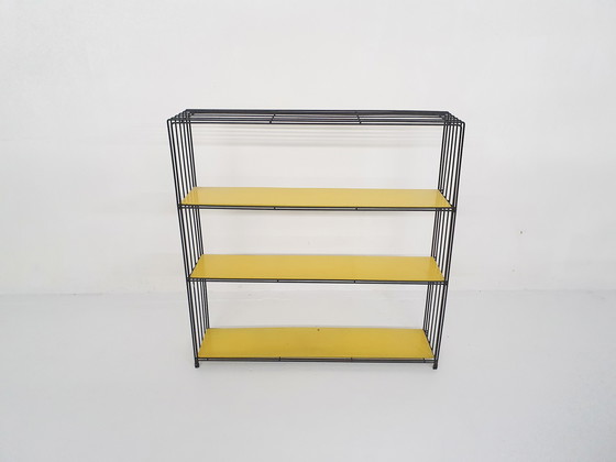 Image 1 of Tjerk Reijenga for Pilastro, Black and yellow metal room divider or bookcase, The Netherlands 1960's