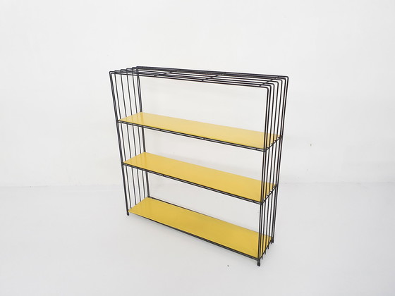 Image 1 of Tjerk Reijenga for Pilastro, Black and yellow metal room divider or bookcase, The Netherlands 1960's