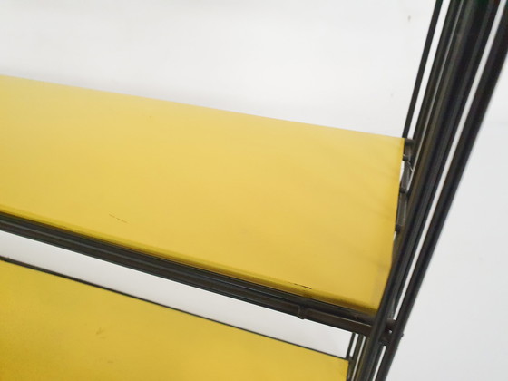 Image 1 of Tjerk Reijenga for Pilastro, Black and yellow metal room divider or bookcase, The Netherlands 1960's