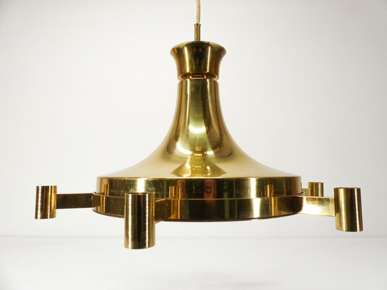 Image 1 of Scandinavian gilded brass suspension Carl Fagerhult Sweden 1970