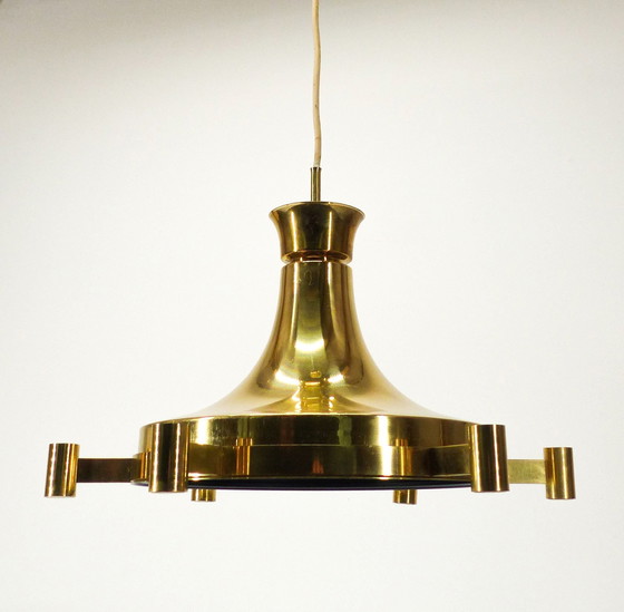 Image 1 of Scandinavian gilded brass suspension Carl Fagerhult Sweden 1970