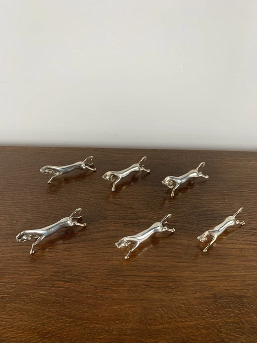 Set Of 6 Antique Horse Knife Holders