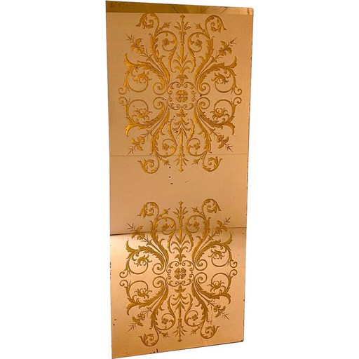 Specchio da terra vintage con vetro giallastro, Italia 1960