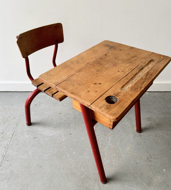 Image 1 of Vintage Childs School Desk And Chair